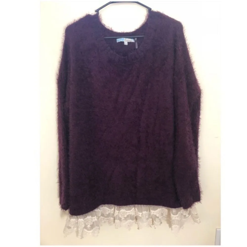 Cecico ✨ Fuzzy Lace Trim Sweater✨ - Image 2