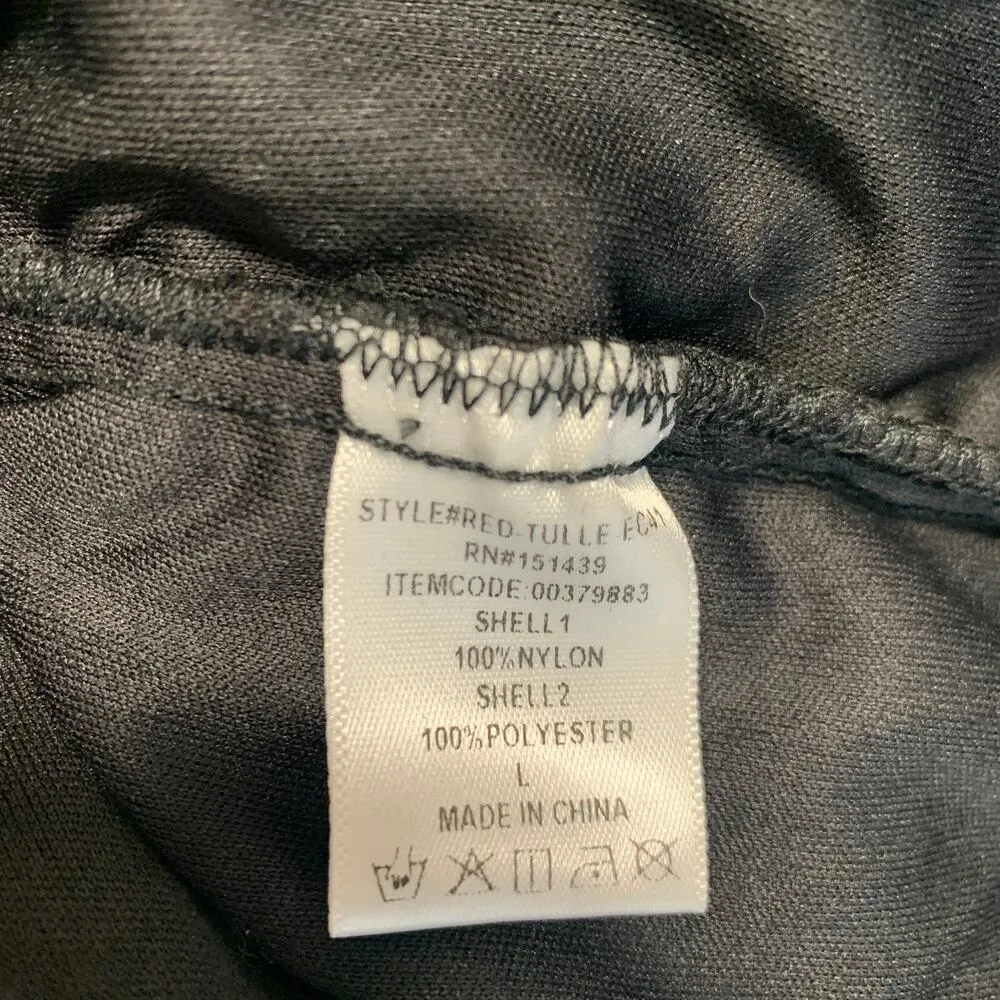 Black Shirred Swiss Dot Dress Sheer Long Sleeve Sz Large - Image 11