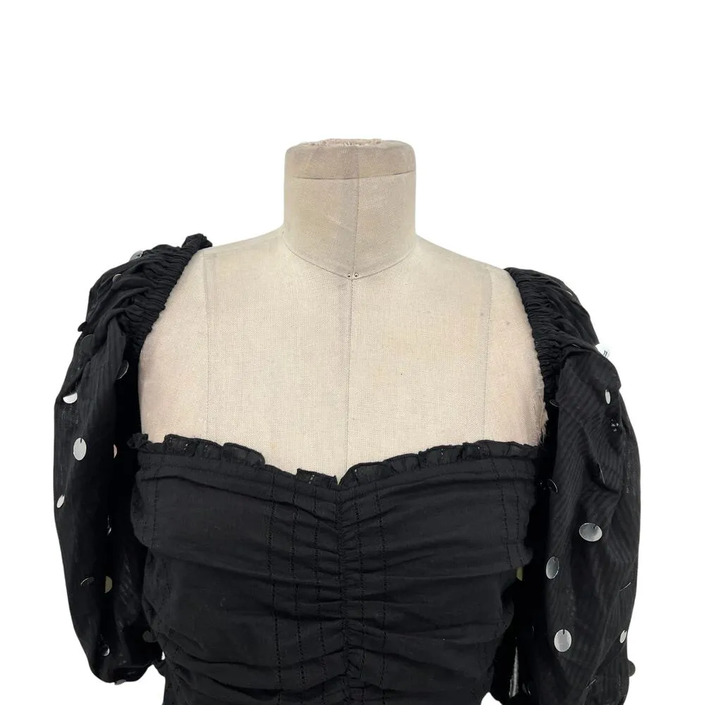 SUNDRESS Alana‎ Dress Black Mini Puff Sleeve Mirrored Size XS/Small - Image 6