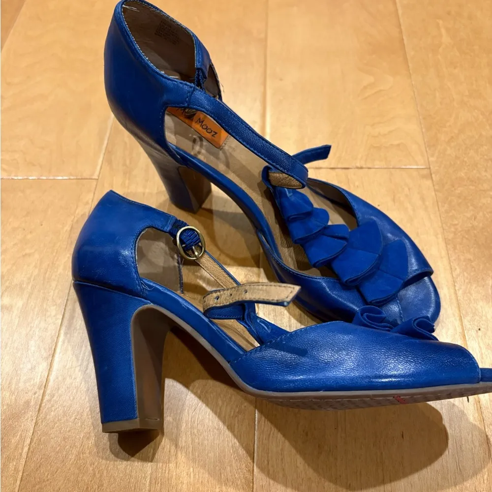 Miz Mooz Sailor peep toe shoes sandals cobalt blue 8.5 leather - Image 2