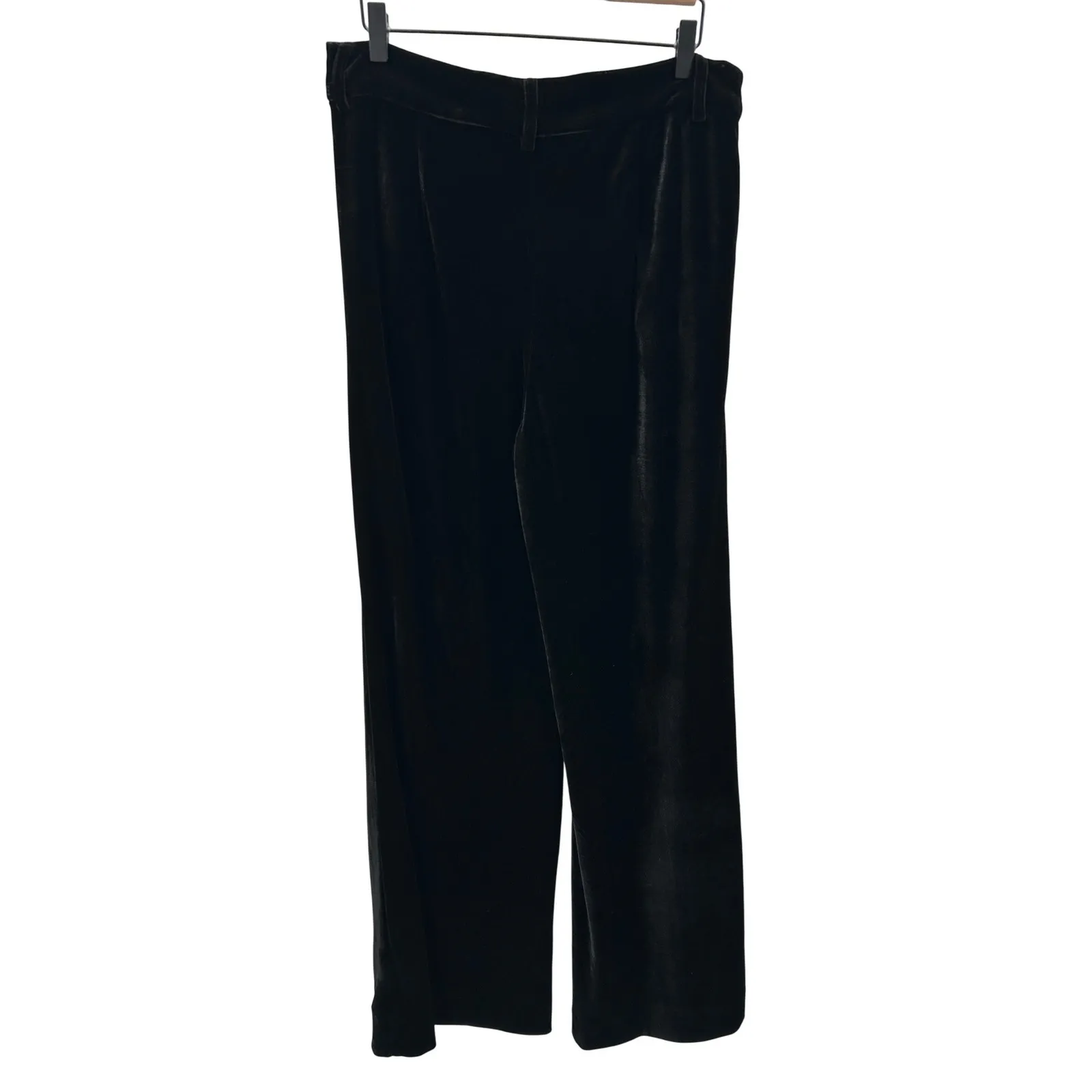 Boston Proper Malibu Black Velvet Wide Leg Trouser Pants Size 12 - Image 3