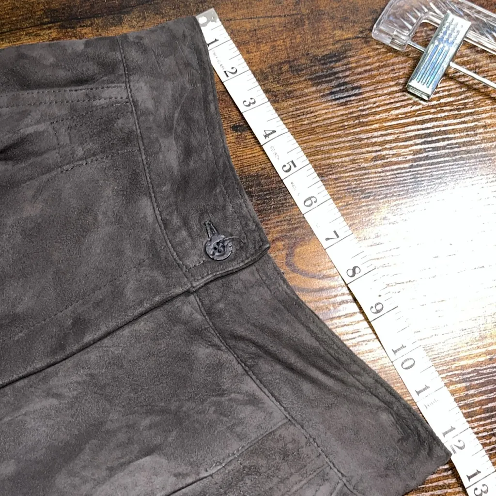 Vintage Vakko suede leather slacks • super high rise pants • 80s • made in USA Size 8 - Image 9