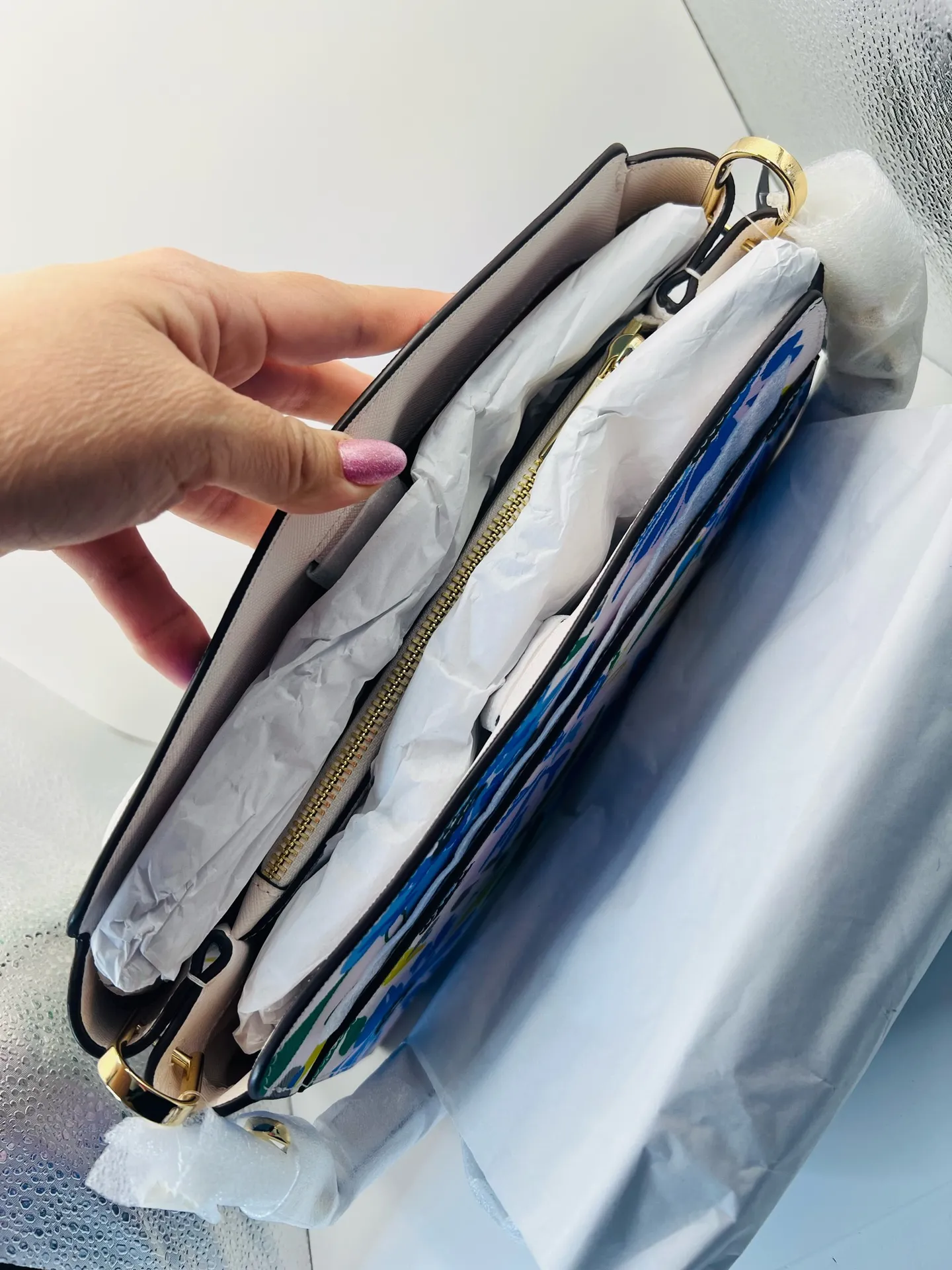 Kate Spade Floral Crossbody Bag + Wallet White Blue Spring Summer Cruise $658 - Image 4