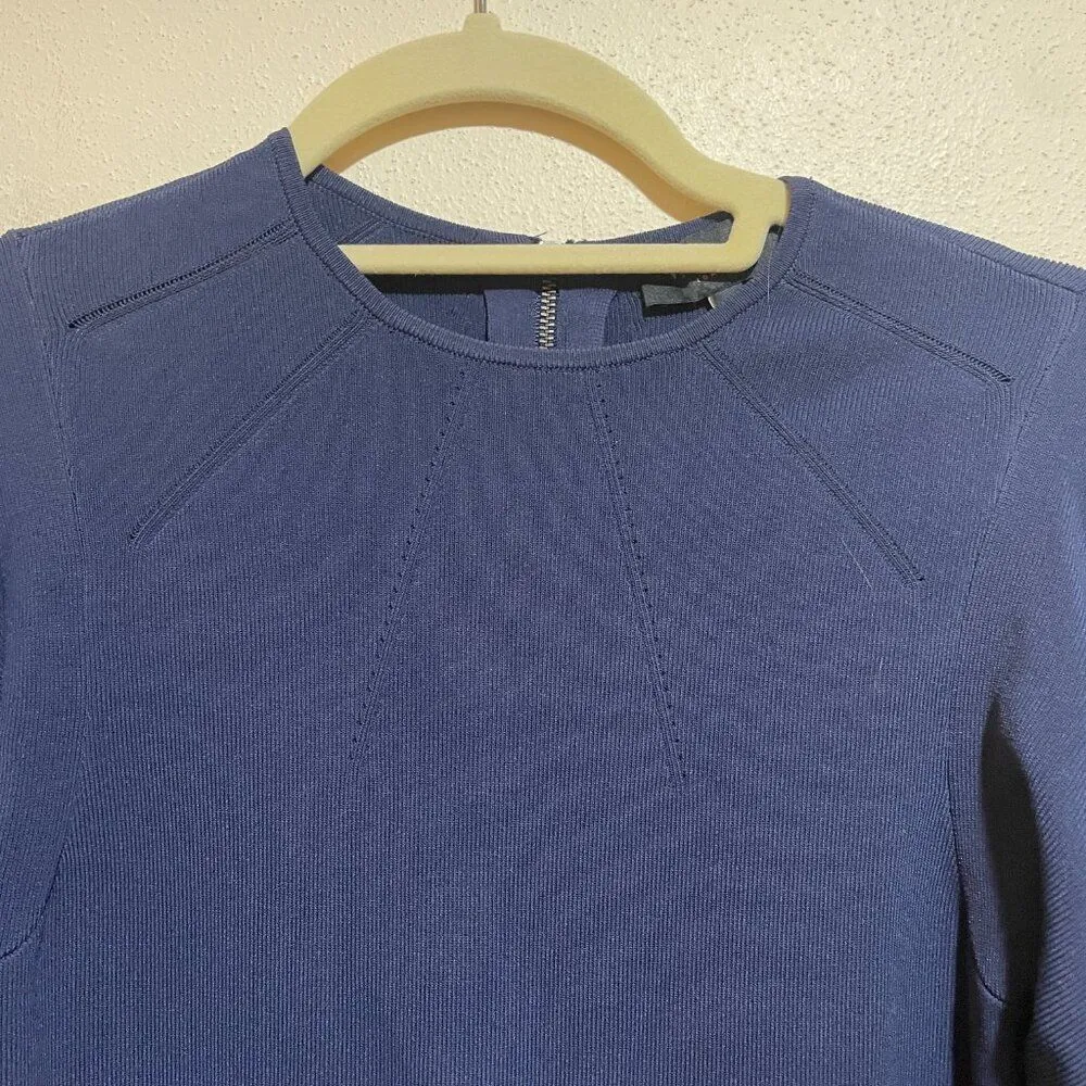 Ted Baker Size 1 US 4 Lounia Fluted Sleeve Knit Sheath Dress Navy Blue - Image 6