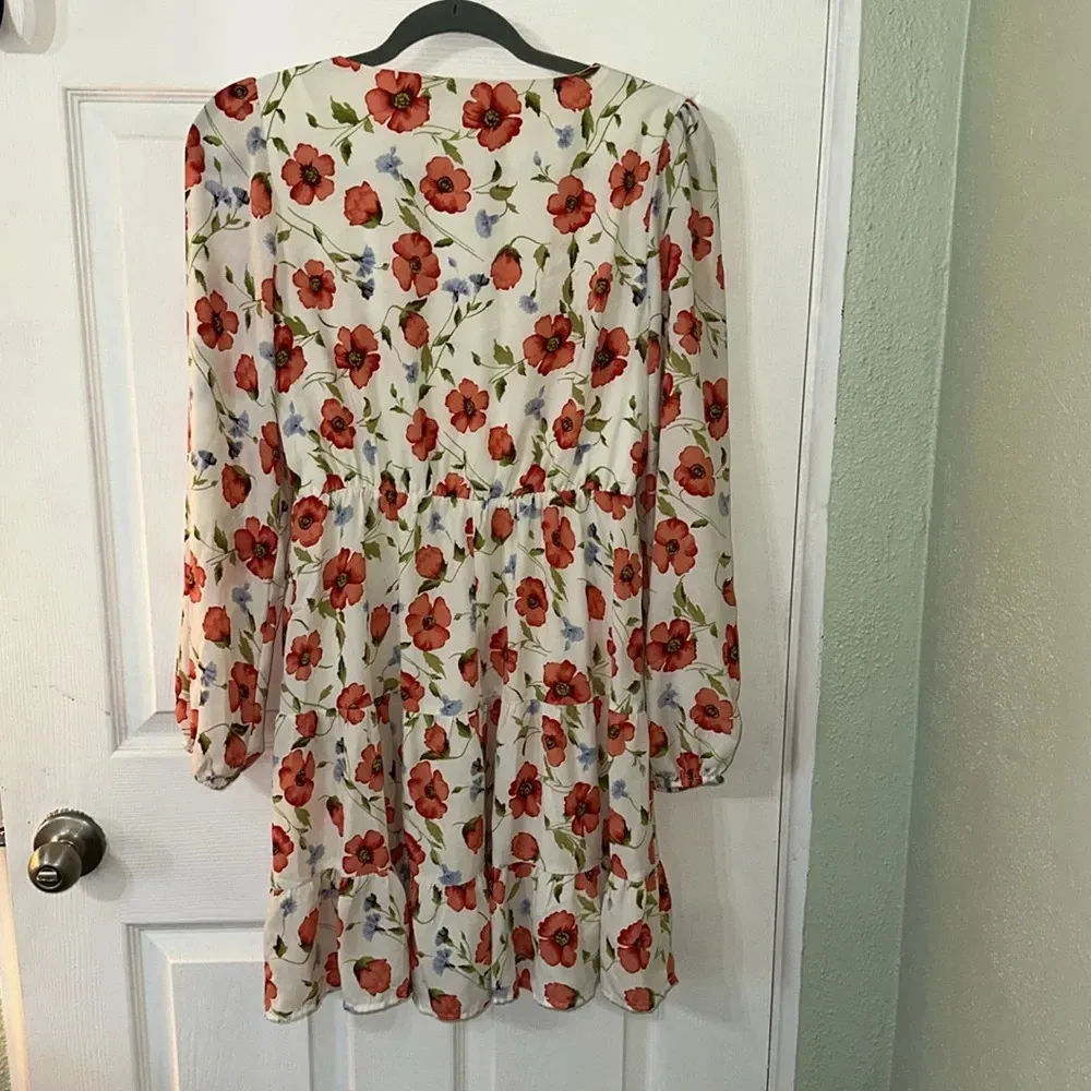 Forever 21 floral empire waste Dress Sz M - Image 5