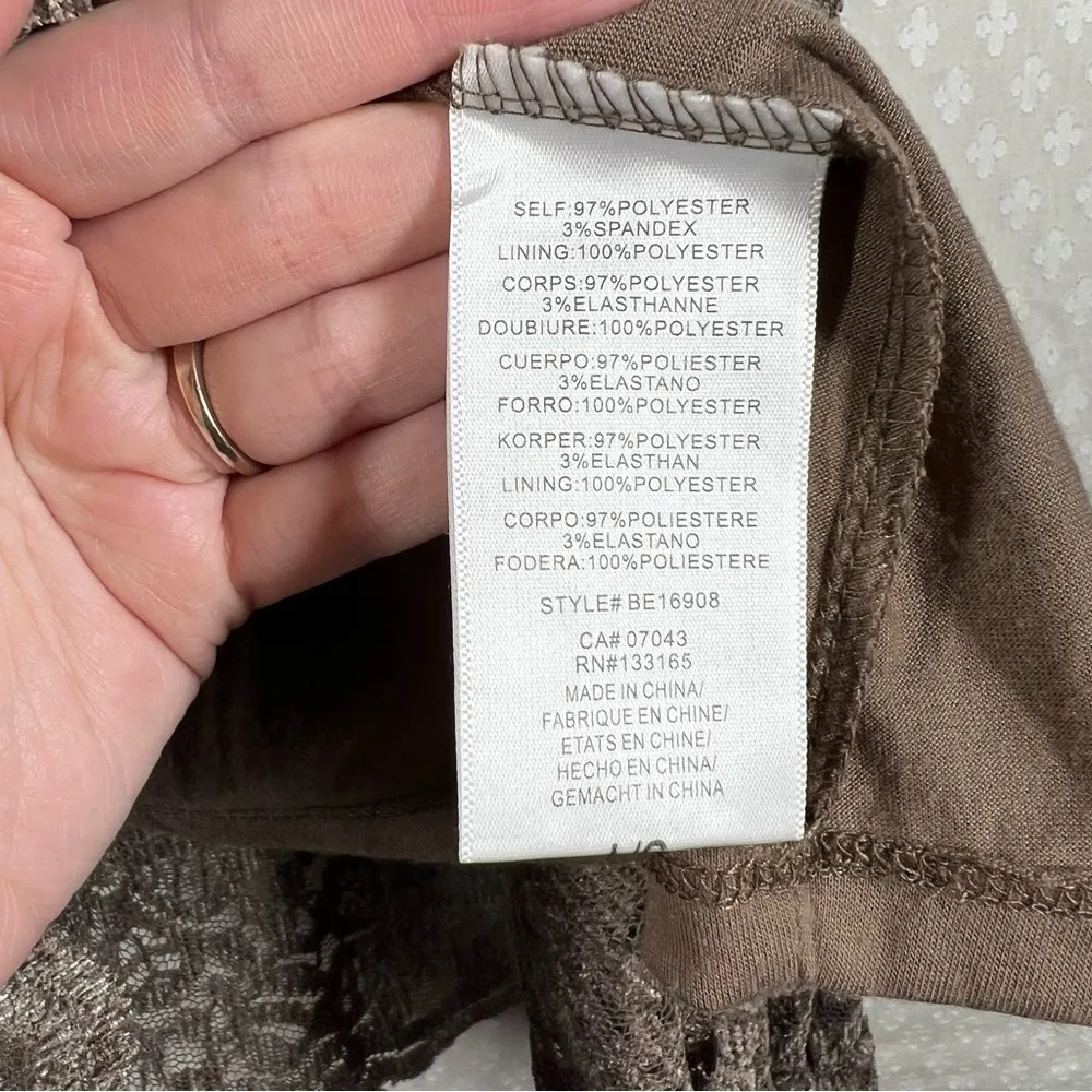 Anthropologie Eri‎ + Ali Brown Floral Velvet Eyelet Mock Neck Top - Image 4