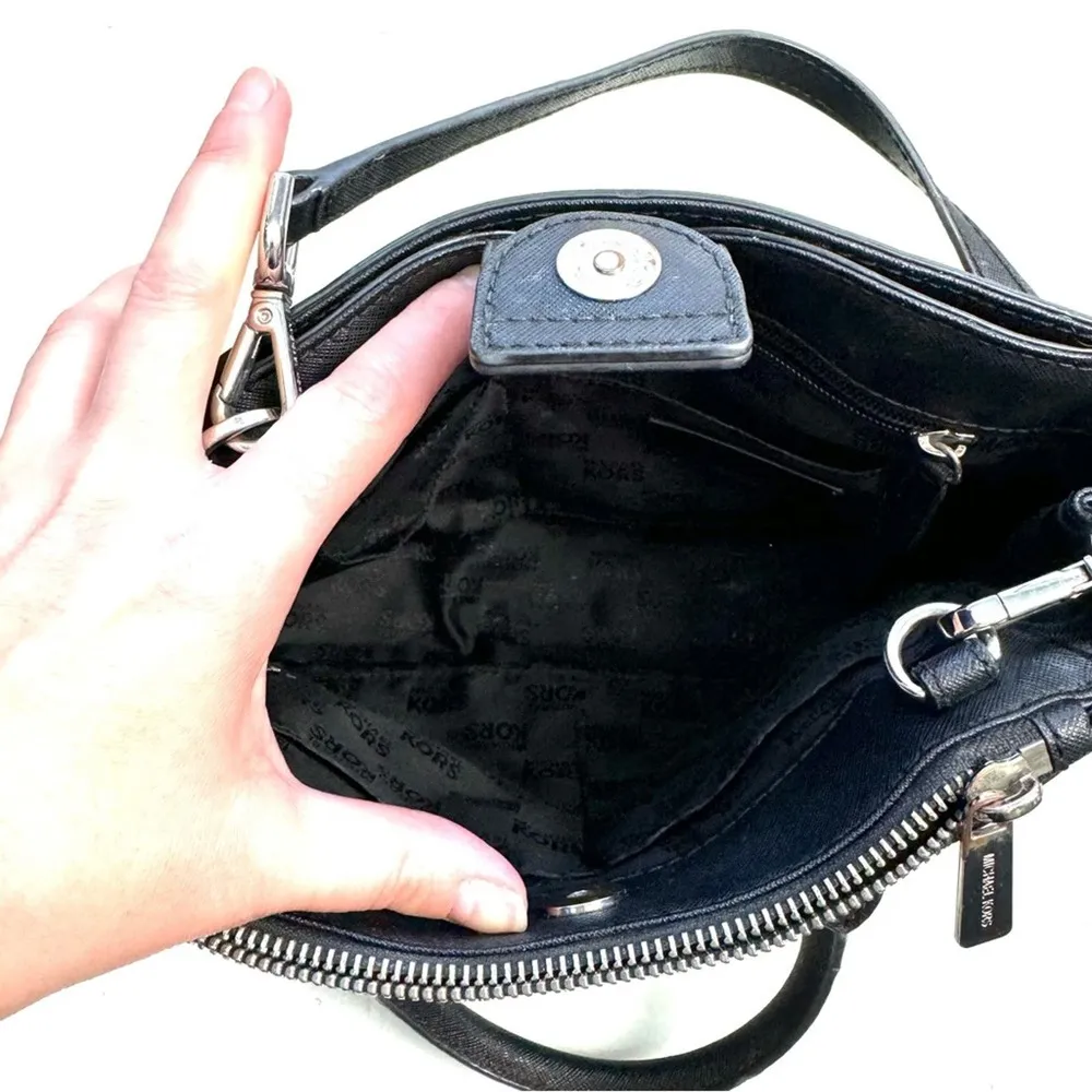 Michael Kors Black Kellen Studded Saffiano Small handbag Crossbody Purse Satchel - Image 10