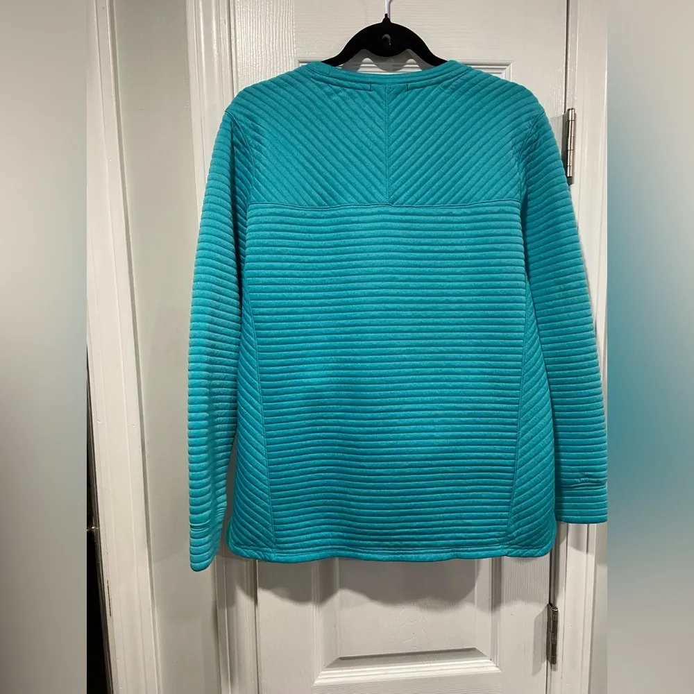 L.L. Bean Size S Aqua Blue Ribbed Airlight Crew Neck Pullover Thermal Top - Image 9