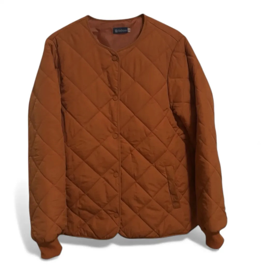 Quilted Brown Utility Jacket Size L - Image 5