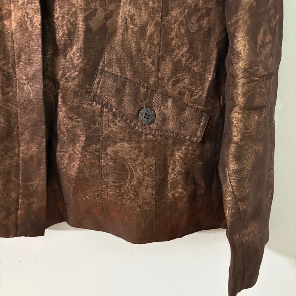 Chico’s Lightweight Linen Silk Blend Bronze Jacket. Size 1 - Image 10