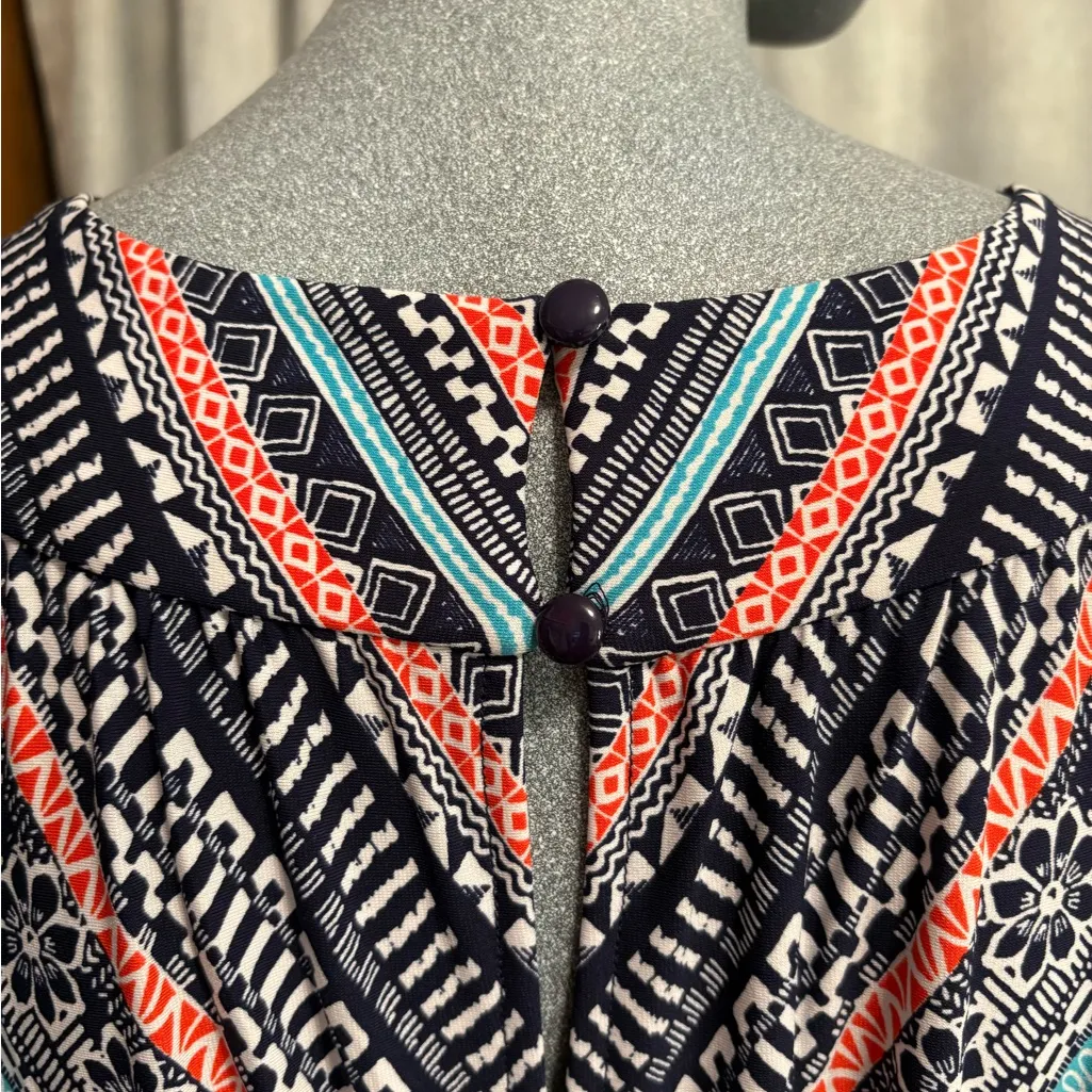 DB Sleeveless Maxi Dress Embellished Halter Neckline Empire Waist Aztec Western - Image 6