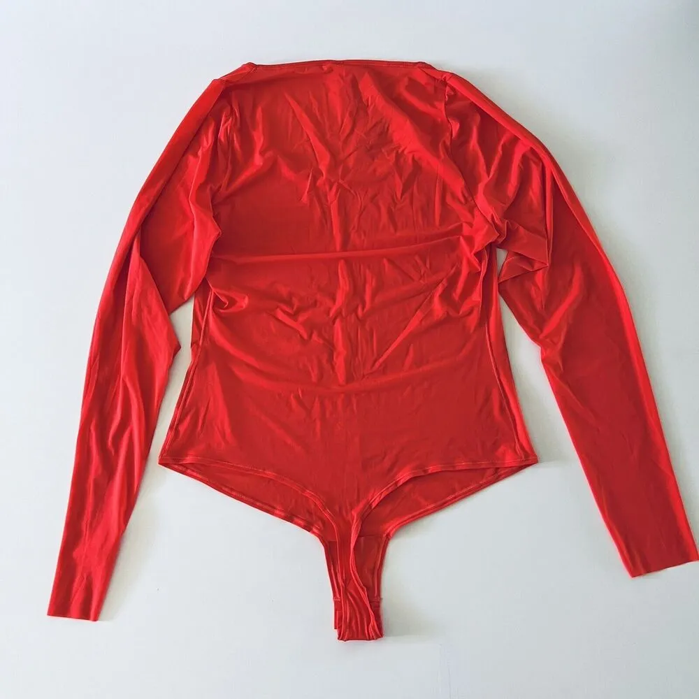 SKIMS Poppy Red Orange Long Sleeve Scoop Neck Bodysuit - 2X - Image 5