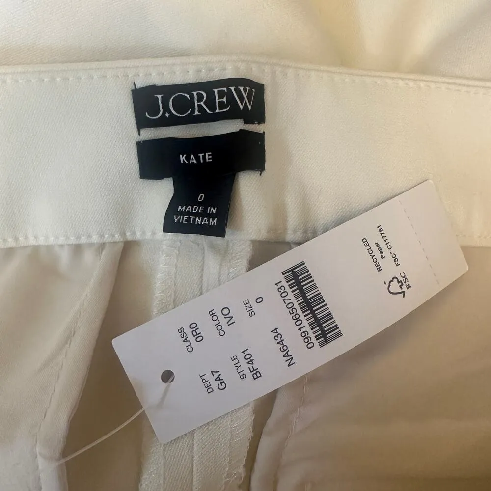 J.Crew Kate Straight Leg Pant Stretch Cotton High Rise Classic Ivory US 0 NWT - Image 9