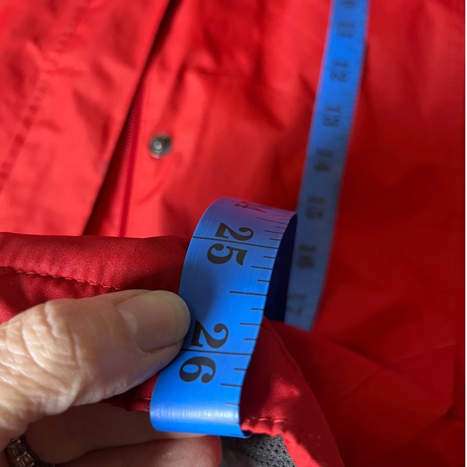 Waterproof Hooded Rain Jacket Outdoor Windbreaker Red Shell Lands End Womens M - Image 8