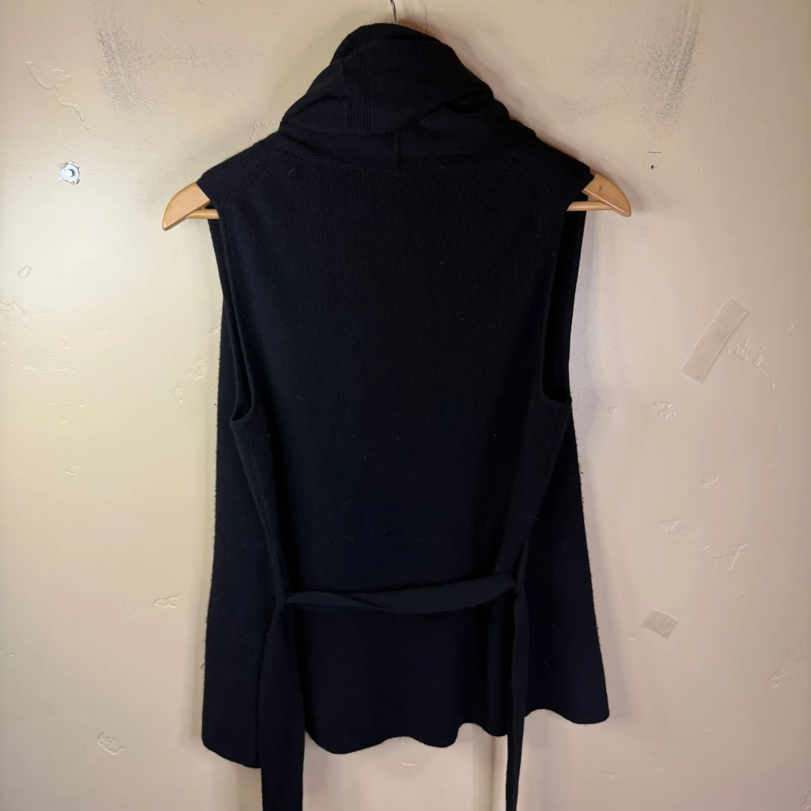 Etcetera Wool Cashmere Blend Vest Sleeveless Open Front Black Medium Black - Image 6