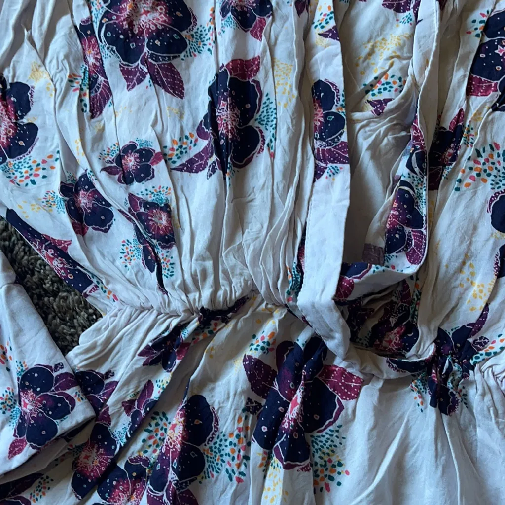 Free People FP Boho Floral Tunic Blouse Oversized XSmall - Image 3