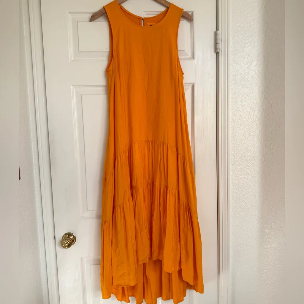Anthropologie Maeve Marlene Tiered Maxi Dress Orange Tangerine Size M Medium - Image 3