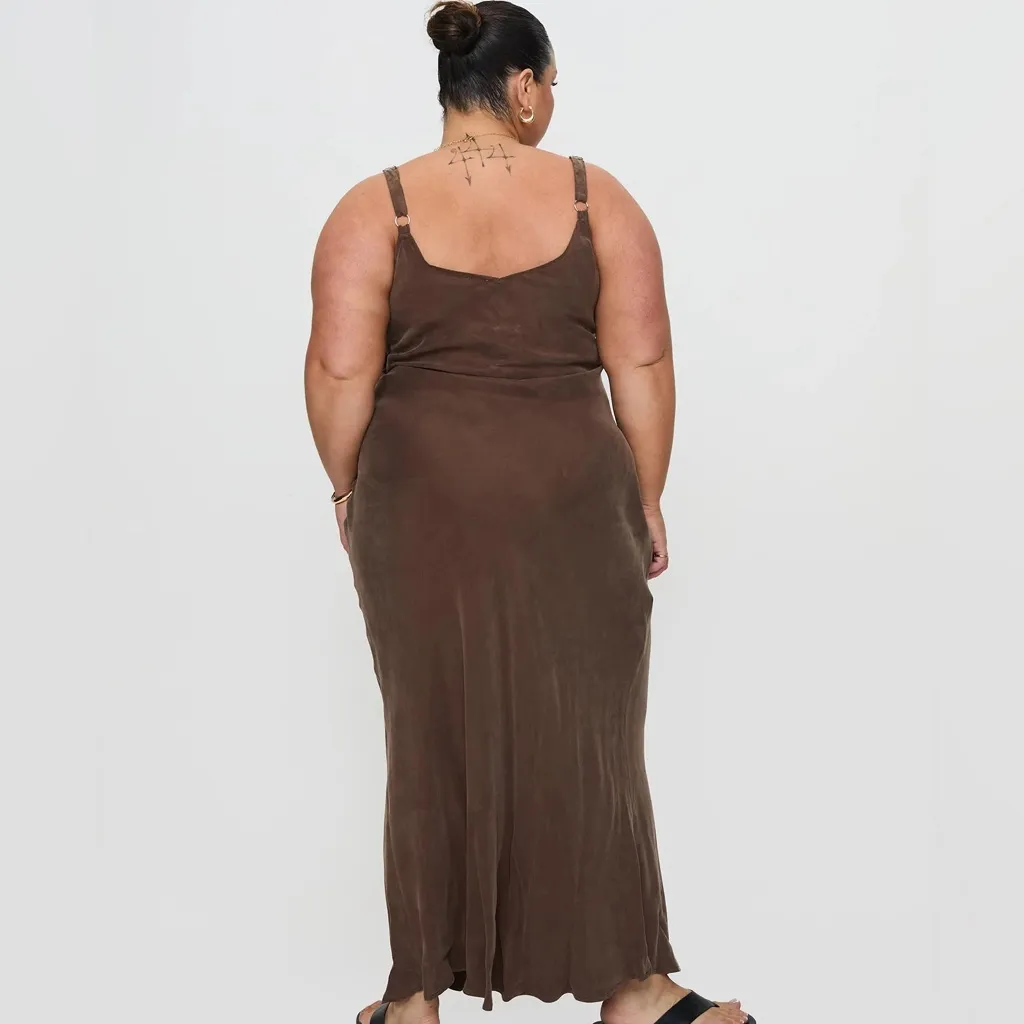 NWT Princess Polly Laurette Maxi Dress Brown Curve Size 18 - Image 6