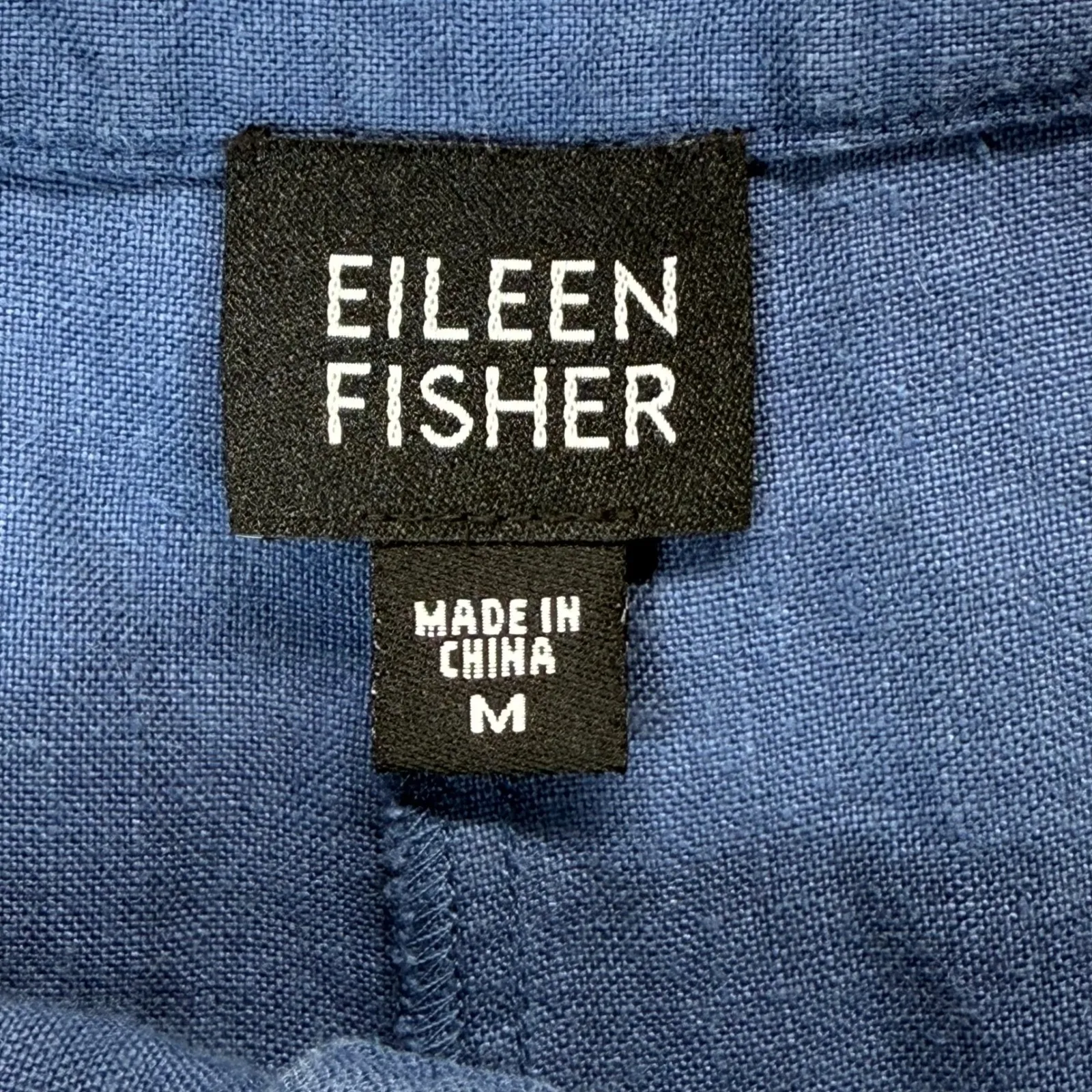 Eileen Fisher Linen Cargo Pants‎ Wide Leg Crop Blue Womens Size M - Image 2