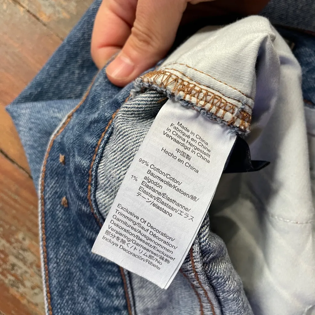 Madewell Classic Straight Denim Mid Wash Jeans Knee-Rip Edition‎ - Sz 32 💚🎀 - Image 15