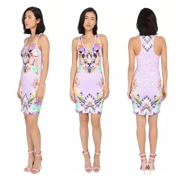 Just Cavalli Multicolor Fitted Printed Tank Dress Women's Size Euro 48 BD - Image 2