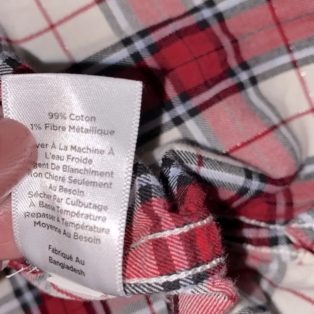 Talbots red plaid button down shirt size XLarge cotton blend - Image 10