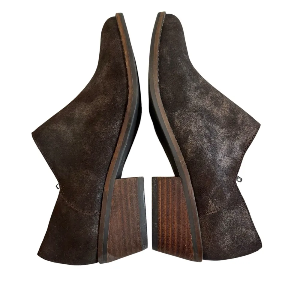 LUCKY Brand Ferryn Bracken Aurora Brown Metallic Waxed Suede Ankle Bootie, Sz 6 - Image 8