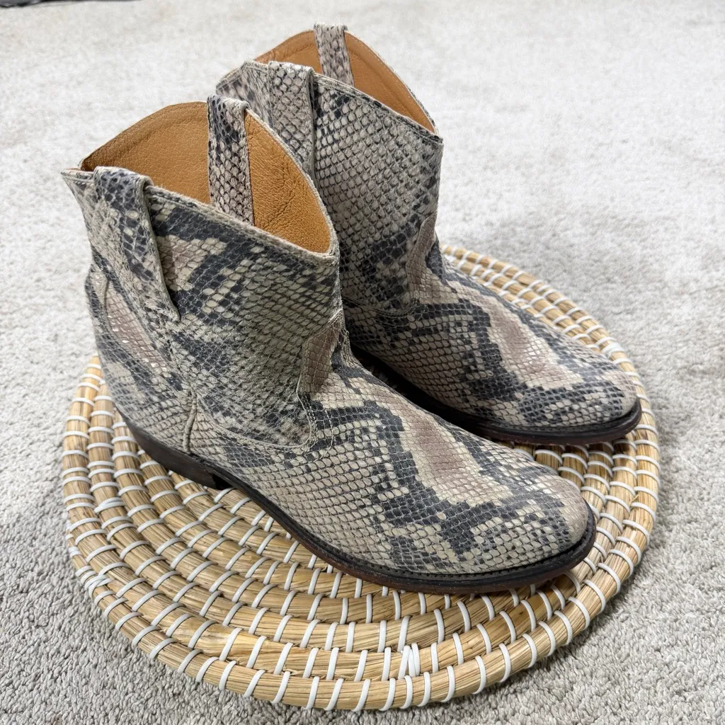 Miz Mooz Women’s Cabana Short Western Boots in Taupe Snake Print Leather 9 - Image 2