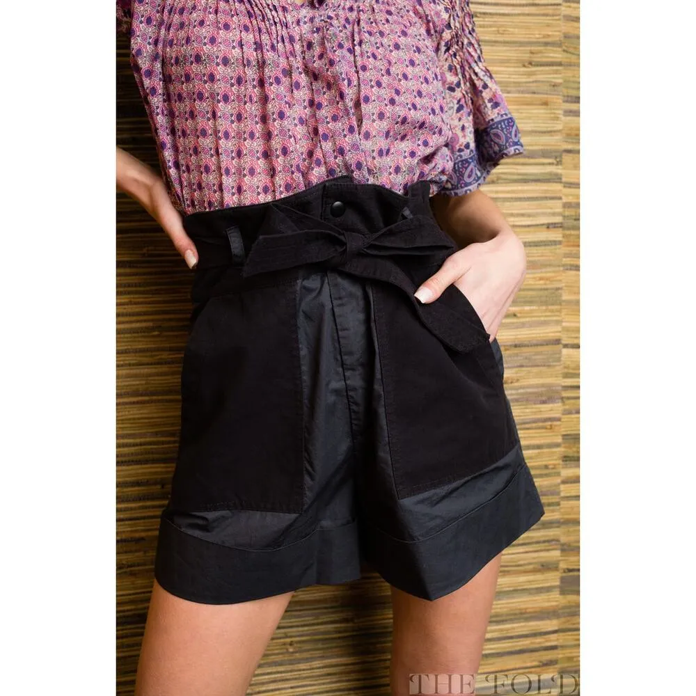 NWT Sea New York Gabriette High Waisted Combo Paperbag Short Charcoal Womens 6 Gray - Image 2