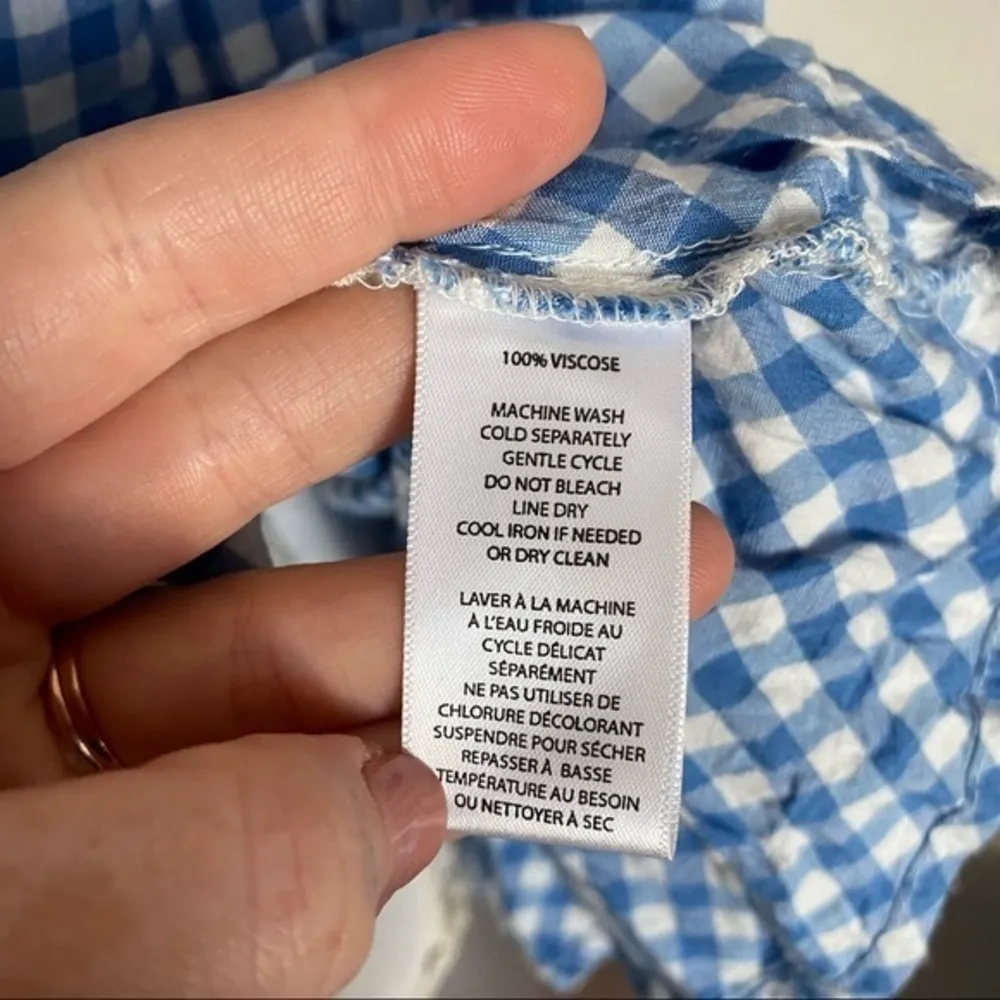 BeachLunchLounge • Blue White Gingham Plaid Off Shoulder Blouse - Image 65