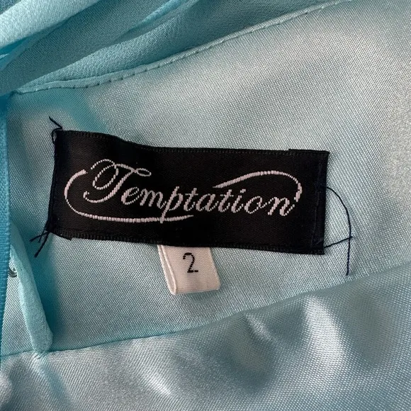 Aqua‎ Blue Dress Size 2 Beaded Evening Party Cocktail Prom Bedazzled Rhinestone - Image 13