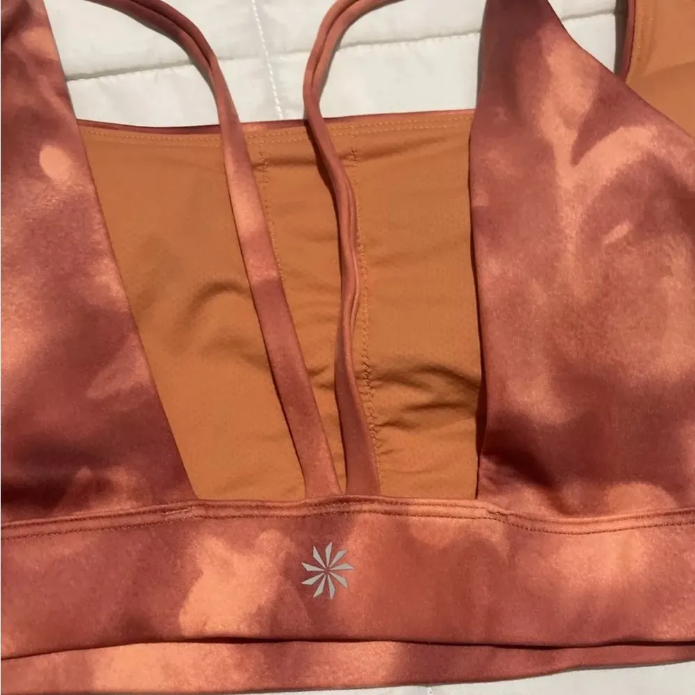 Athleta Exhale Printed sports Bra D/DD Serene Island Coral - Image 6