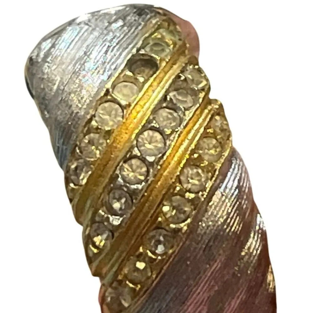 Christian Dior Silver tone Gold Tone Crystal Pave Clip on Earrings - Image 8