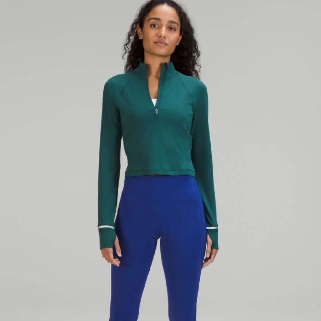 Lululemon Its Rulu Run Cropped Half‎ Zip - Size 4. - Image 5