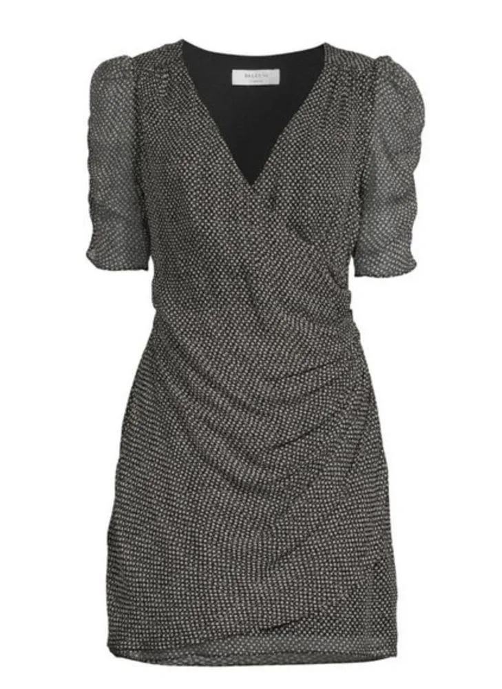 BAILEY 44 Black Star Print Faux Wrap Mini Dress - Image 3