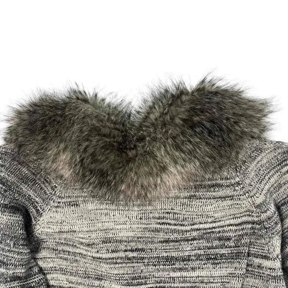 Coldwater Creek Women's Gray Faux Fur One Button Long Sleeve Cardigan Large - Image 7