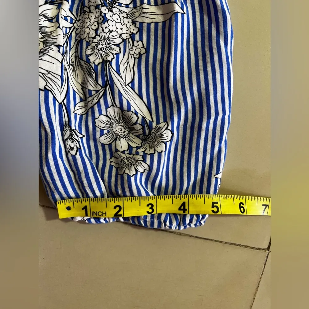 mlle Gabrielle Blue‎ and white stripe dress with flowers - Image 9