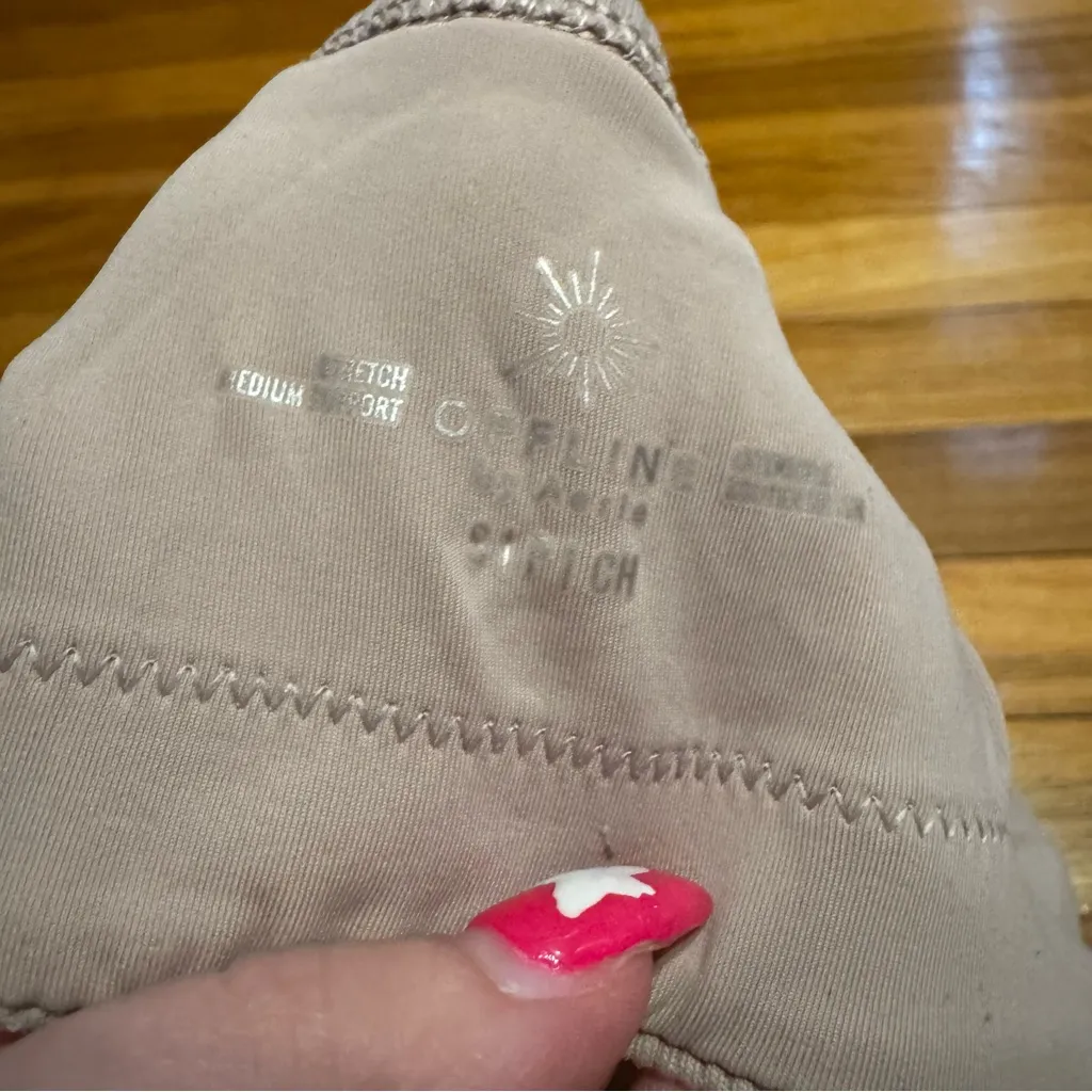 offline by aerie high neck sports bra Tan - Image 3