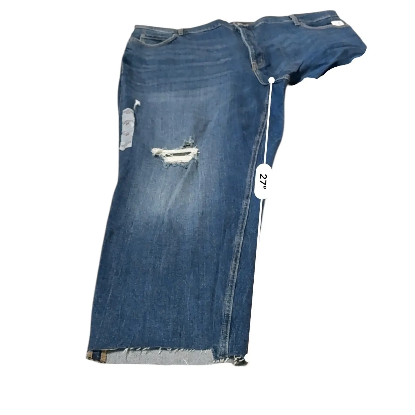 Old Navy NWT Sky-High Straight Jeans Women's 24 Plus Distressed Dark Wash Denim - Image 8