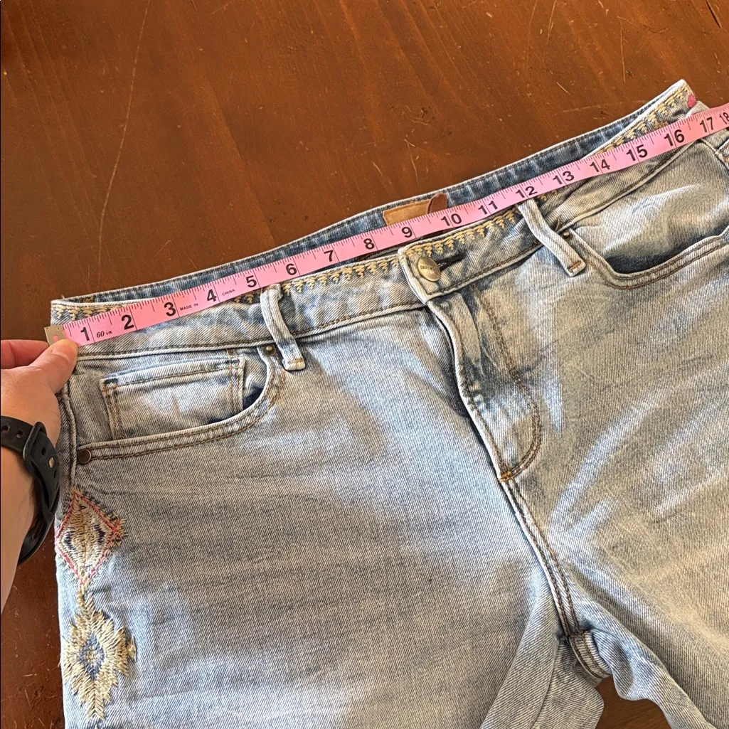 Driftwood Jill Aztec Embroidered Denim Bermuda Shorts - Image 12