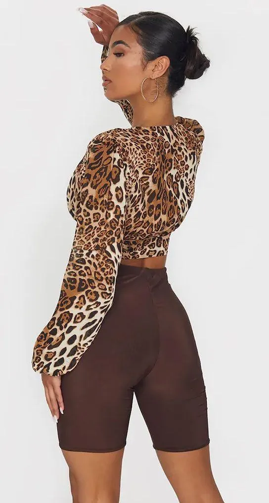 Pretty Little Thing NWT Leopard Plunge Top - Image 3