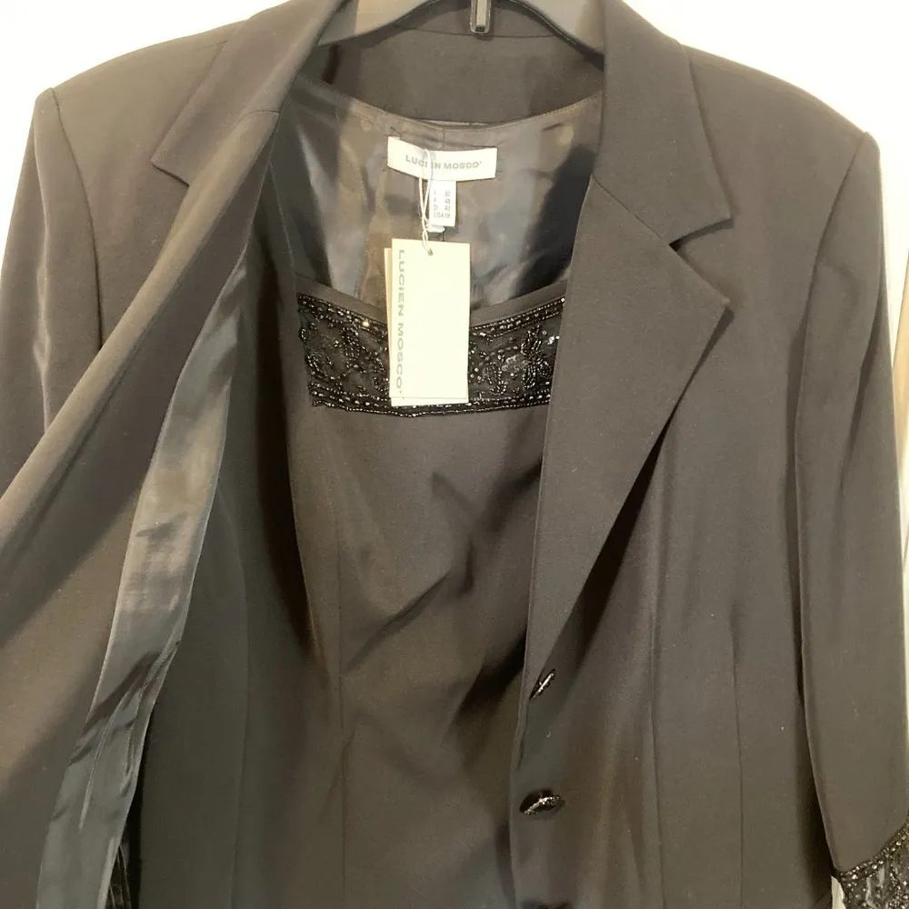 Lucien Mosco' women's size 18 passementerie embellished 2 two piece top & blazer Black - Image 2