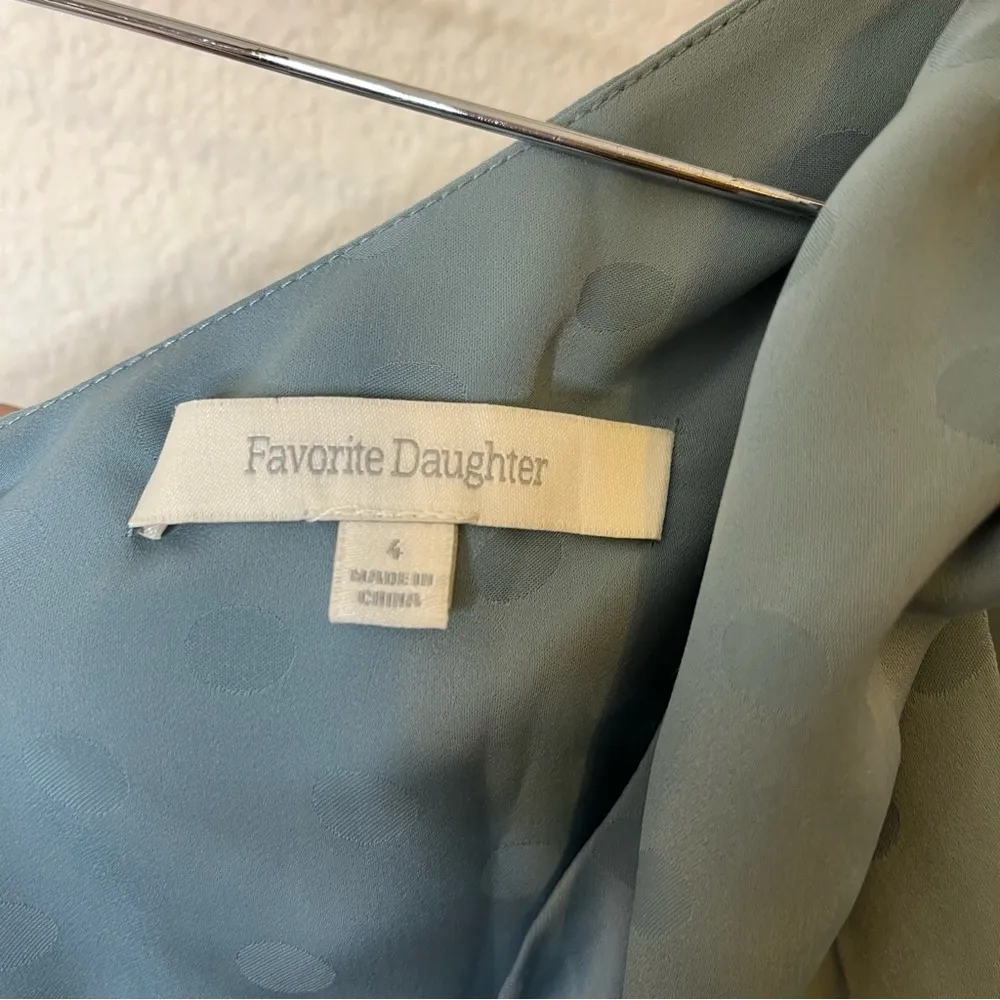 Favorite Daughter One Shoulder Midi Dress Slate Blue Polka Dot Ruched Buckle 4 - Image 5