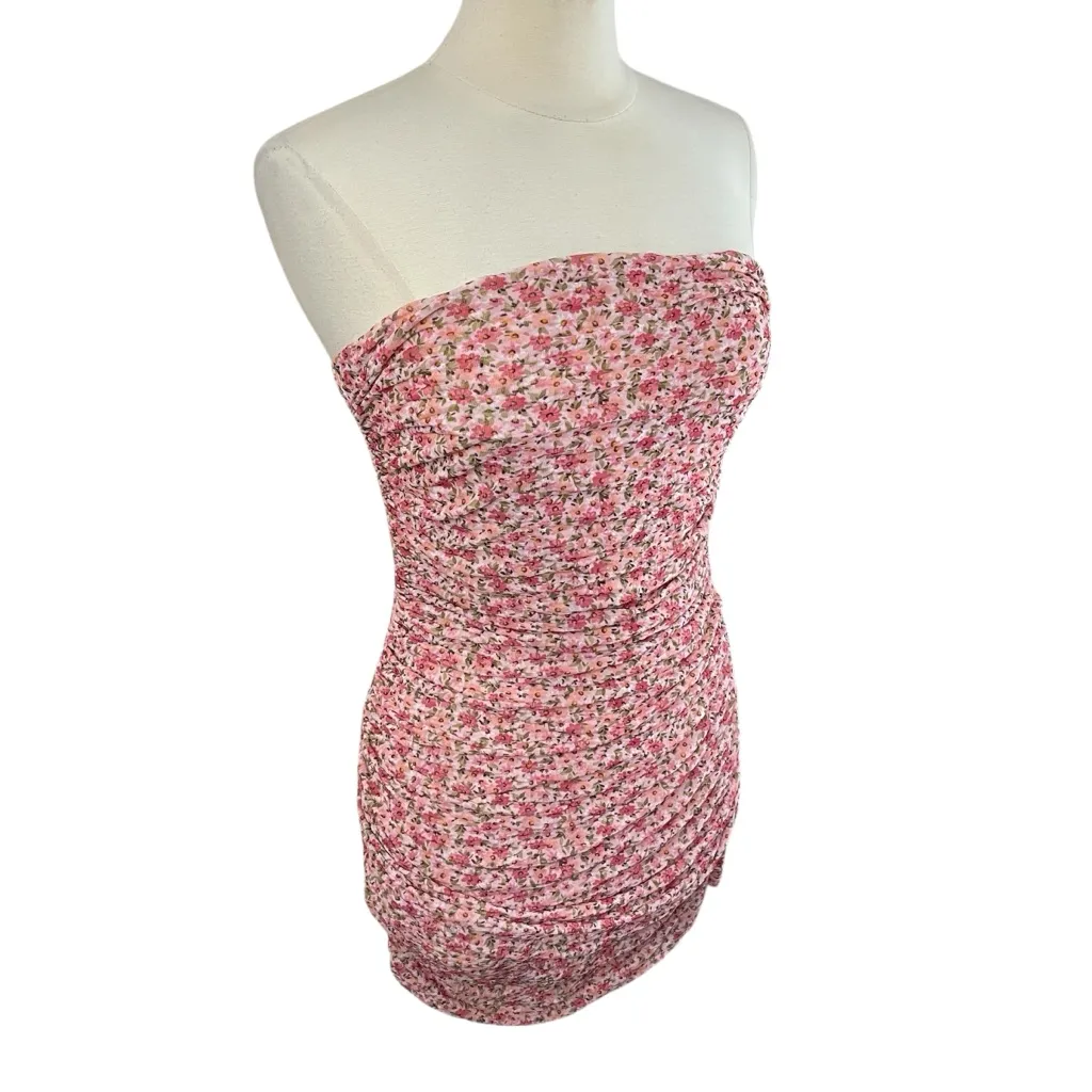 NWOT MISCREANTS Cupid Ruched Mini Dress in Dusty Rose Ditsy Floral, UK10 (US6) Pink Size 6 - Image 4