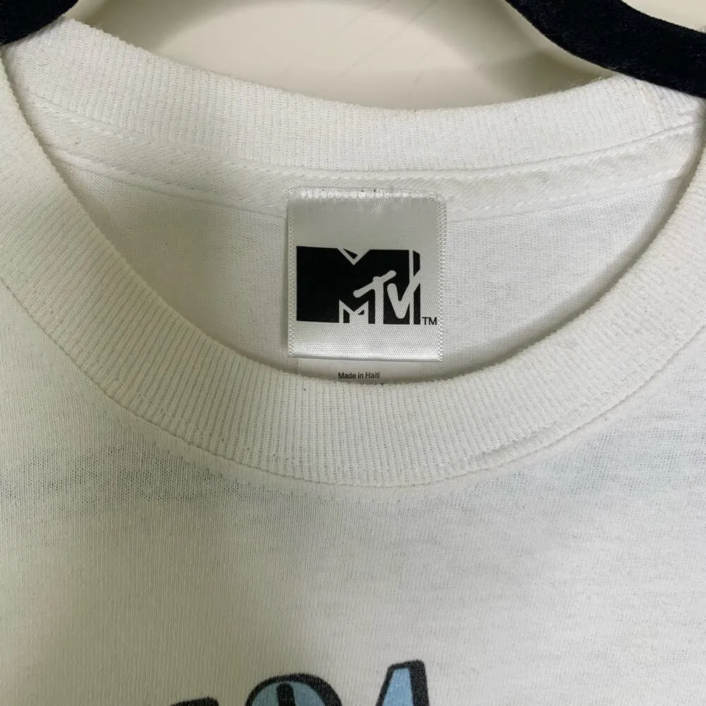 MTV 1994 T Shirt Sz Large White Stained Front Graphic Bright - Image 3