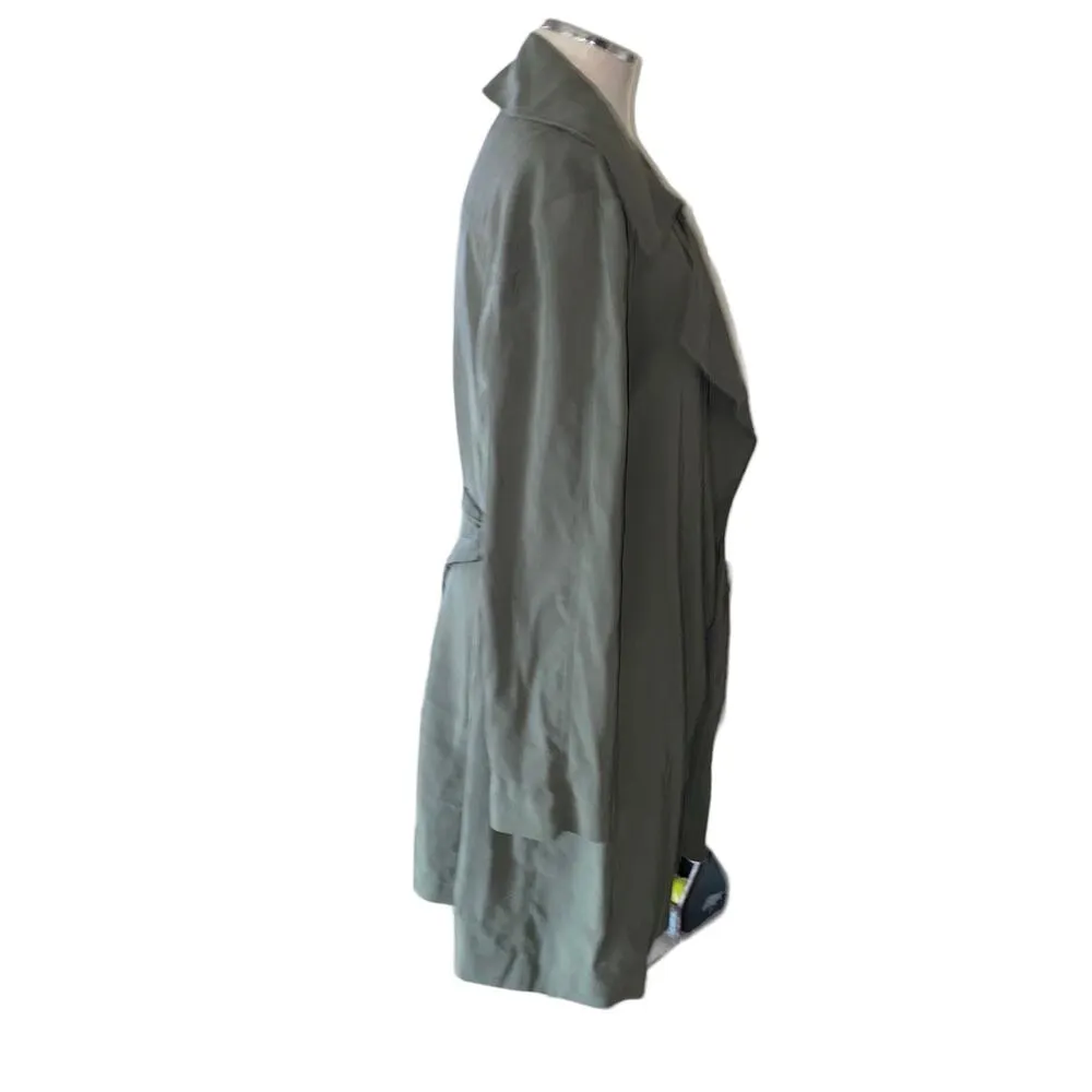 LOFT Olive Green Belted Notch Collar Long Sleeve Jacket Women’s Size Medium - Image 4