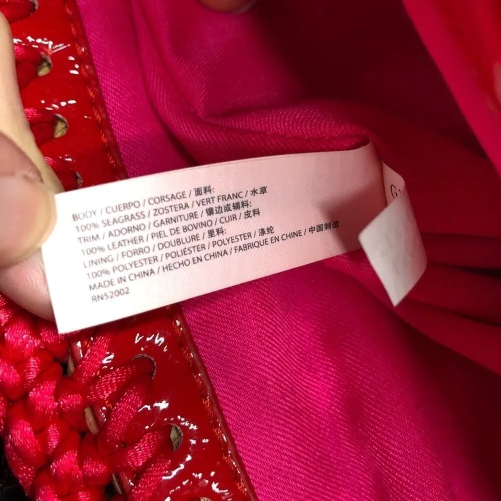 JUICY COUTURE Woven Seagrass Straw Tote Bag Purse Coastal Vacation Beach Charm - Image 9