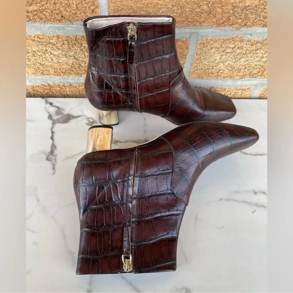 Nanushka Clarence Croc Effect Leather Ankle
Boots size 40/9.5 Brown - Image 4