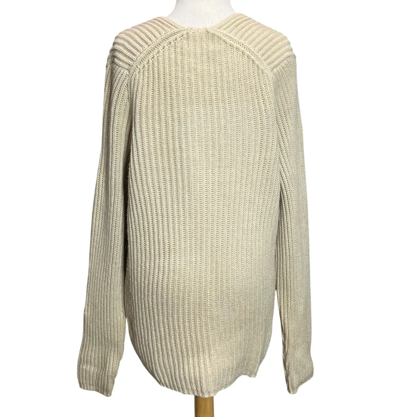 Acne Studios Deborah Wool Sweater Womens XS Beige Tan Ribbed Oversized Slouchy - Image 5