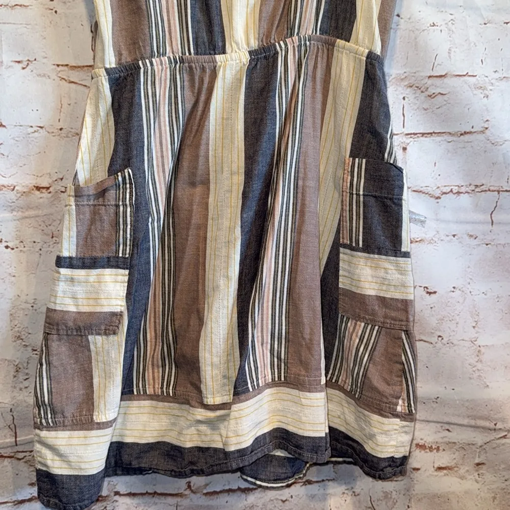 Kimchi Blue Dress Womens Medium Mini Fit Flare Striped Sleeveless Pockets Sun - Image 8